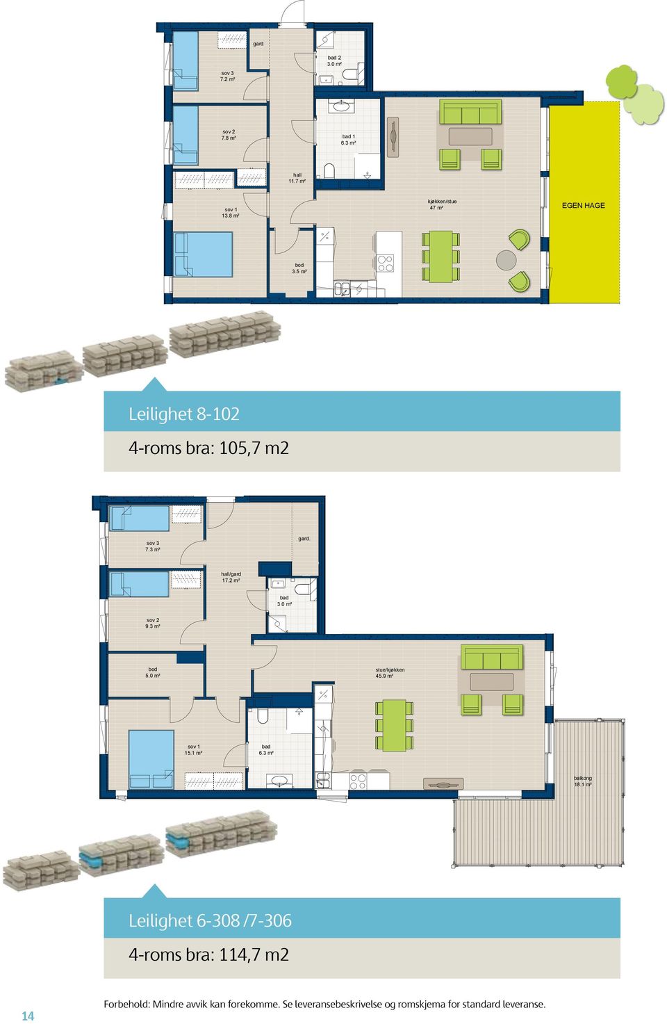 2 m² bad 9.3 m² 5.0 m² stue/kjøkken 45.9 m² 15.1 m² bad 6.3 m² balkong 18.