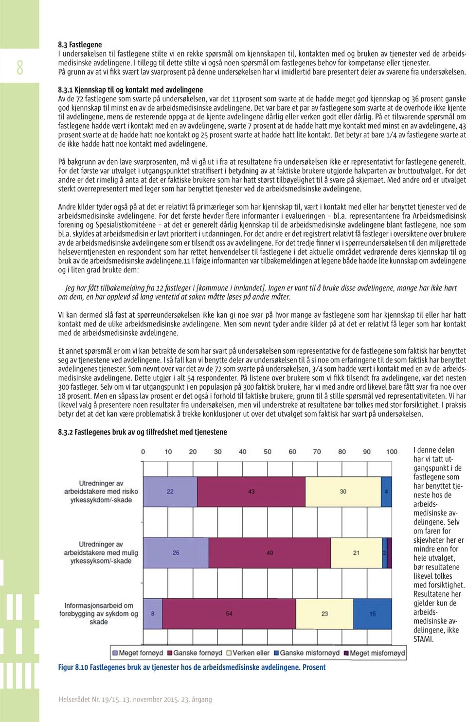 På grunn av at vi fikk svært lav svarprosent på denne undersøkelsen har vi imidlertid bare presentert deler av svarene fra undersøkelsen. 8.3.