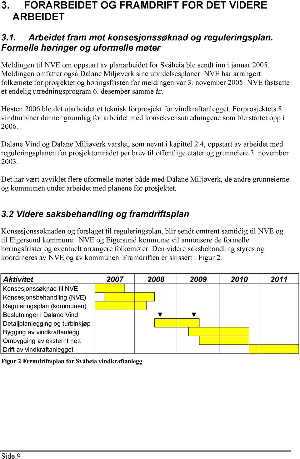 NVE har arrangert folkemøte for prosjektet og høringsfristen for meldingen var 3. november 2005. NVE fastsatte et endelig utredningsprogram 6. desember samme år.