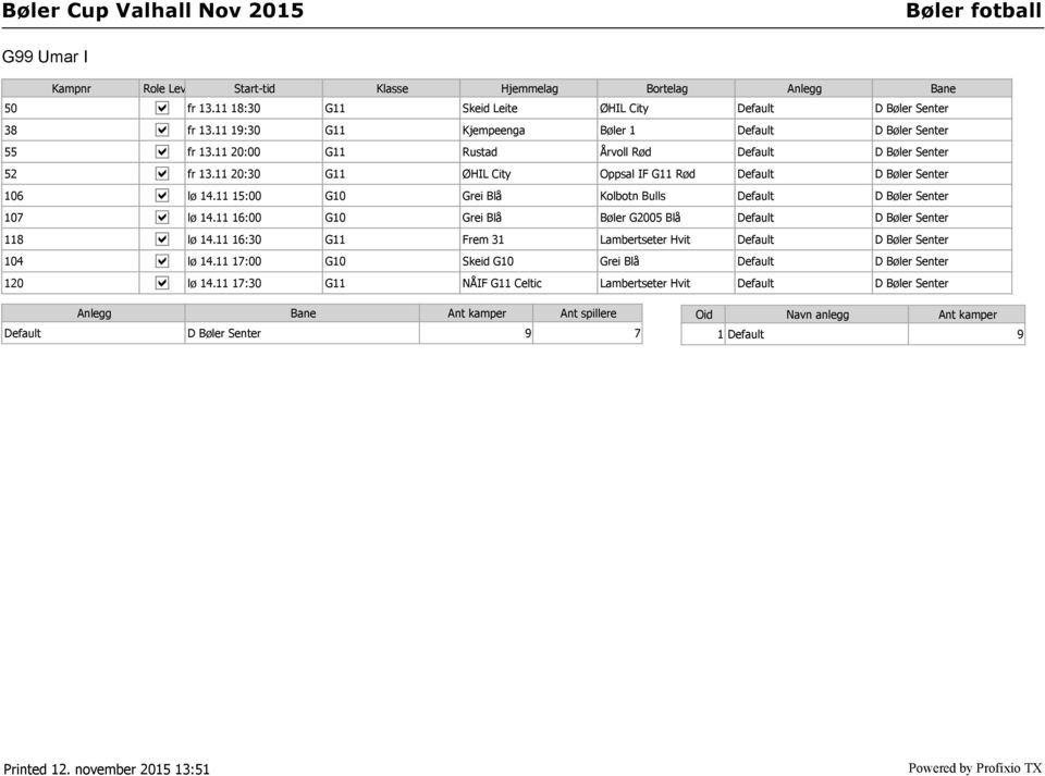 11 15:00 G10 Grei Blå Kolbotn Bulls Default D Bøler Senter 107 lø 14.11 16:00 G10 Grei Blå Bøler G2005 Blå Default D Bøler Senter 118 lø 14.