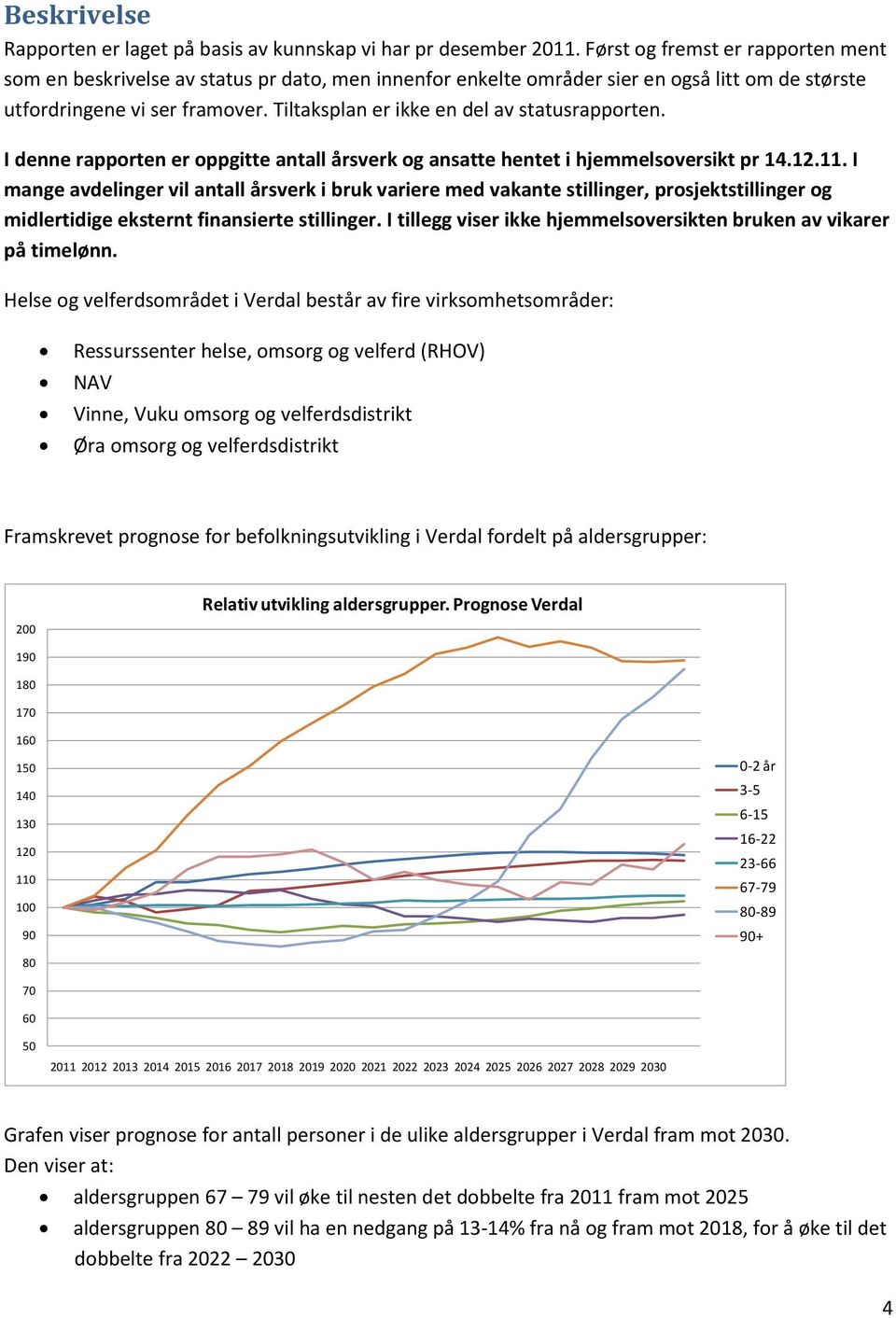 Tiltaksplan er ikke en del av statusrapporten. I denne rapporten er oppgitte antall årsverk og ansatte hentet i hjemmelsoversikt pr 14.12.11.