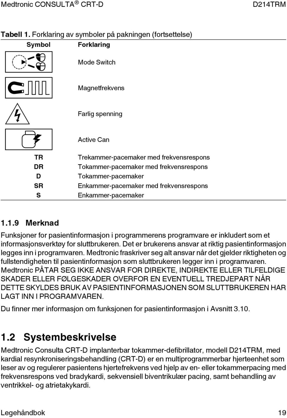 frekvensrespons Tokammer-pacemaker Enkammer-pacemaker med frekvensrespons Enkammer-pacemaker 1.