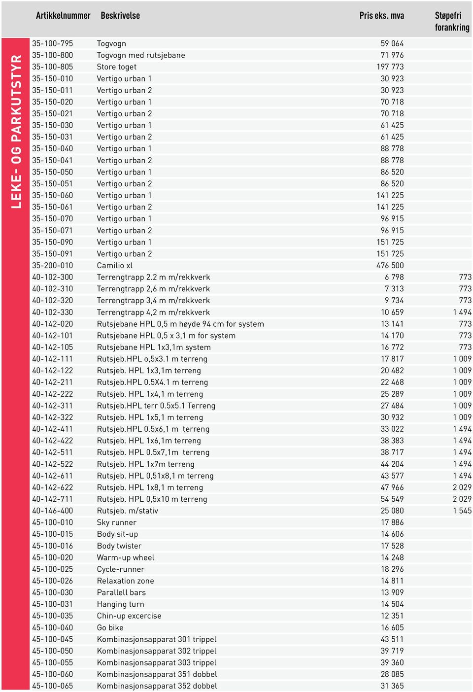 35-150-020 Vertigo urban 1 70 718 35-150-021 Vertigo urban 2 70 718 35-150-030 Vertigo urban 1 61 425 35-150-031 Vertigo urban 2 61 425 35-150-040 Vertigo urban 1 88 778 35-150-041 Vertigo urban 2 88