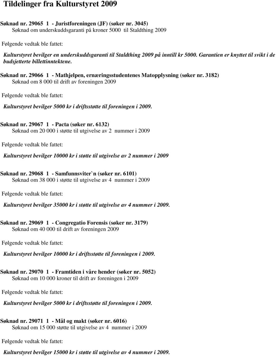 Garantien er knyttet til svikt i de budsjetterte billettinntektene. Søknad nr. 29066 1 - Mathjelpen, ernæringsstudentenes Matopplysning (søker nr.