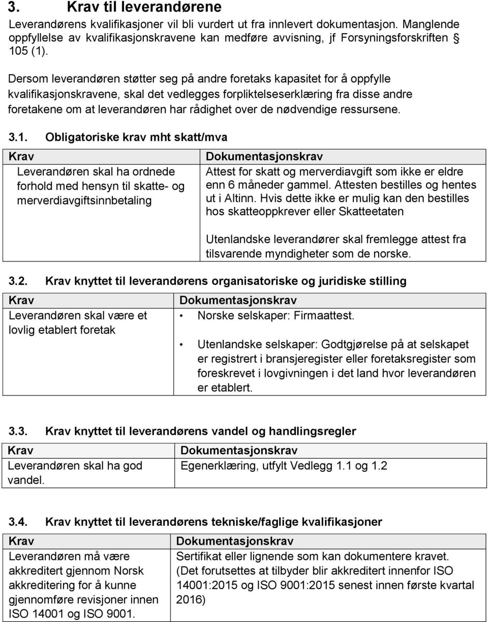 Dersom leverandøren støtter seg på andre foretaks kapasitet for å oppfylle kvalifikasjonskravene, skal det vedlegges forpliktelseserklæring fra disse andre foretakene om at leverandøren har rådighet