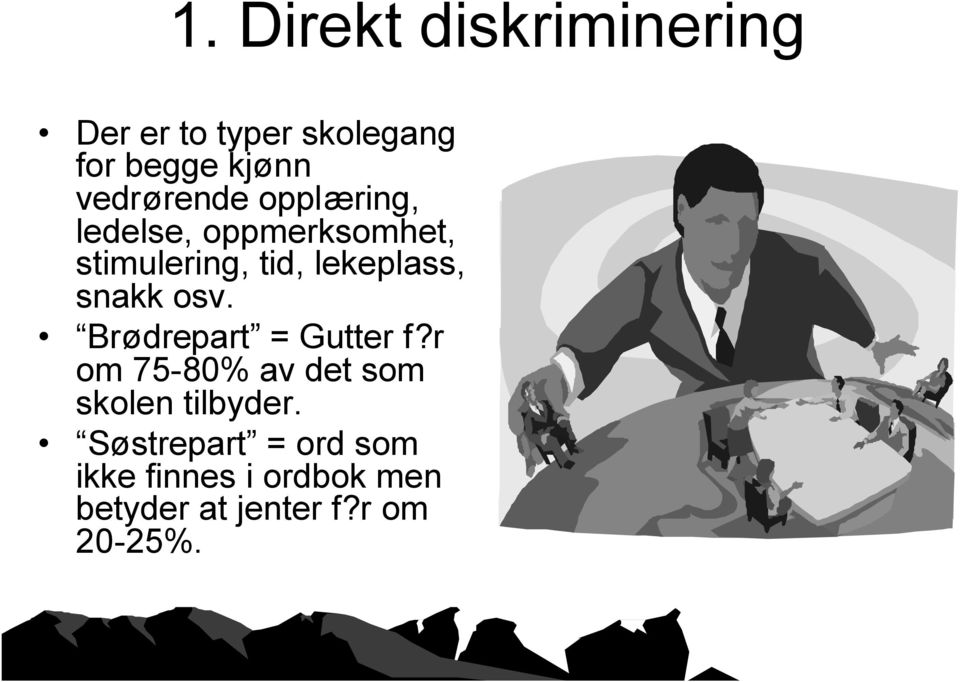 lekeplass, snakk osv. Brødrepart = Gutter f?