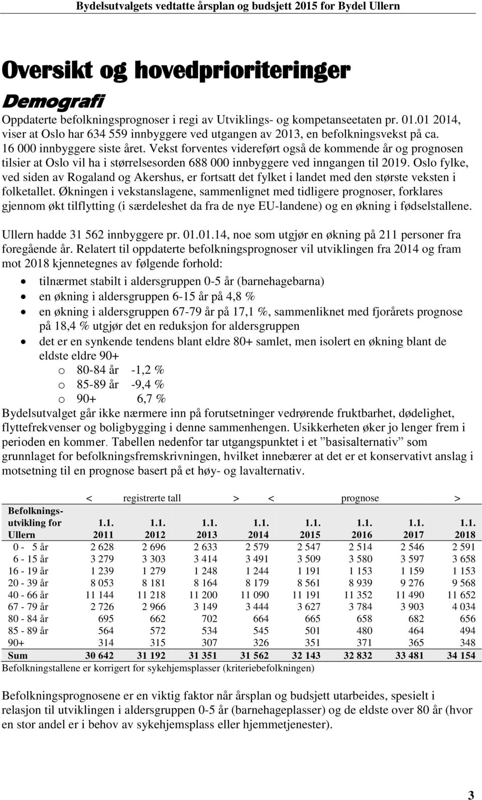 Vekst forventes videreført også de kommende år og prognosen tilsier at Oslo vil ha i størrelsesorden 688 000 innbyggere ved inngangen til 2019.