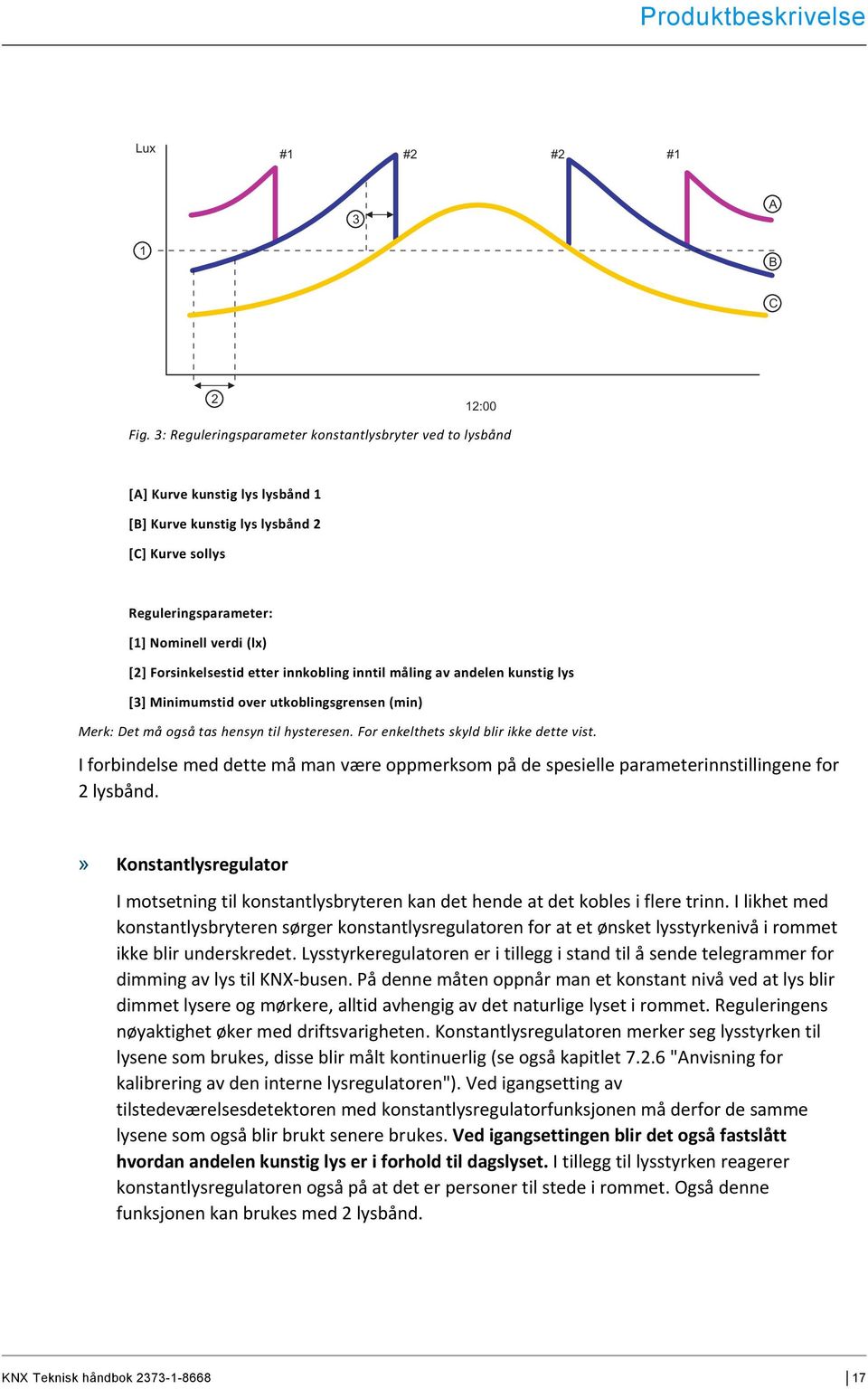 Forsinkelsestid etter innkobling inntil måling av andelen kunstig lys [3] Minimumstid over utkoblingsgrensen (min) Merk: Det må også tas hensyn til hysteresen.