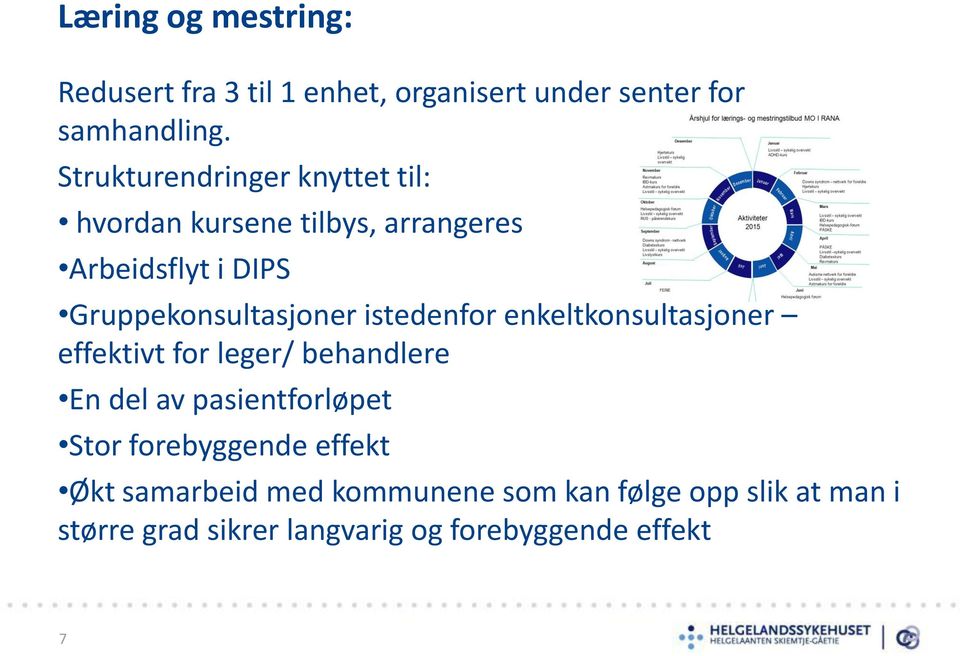 istedenfor enkeltkonsultasjoner effektivt for leger/ behandlere En del av pasientforløpet Stor