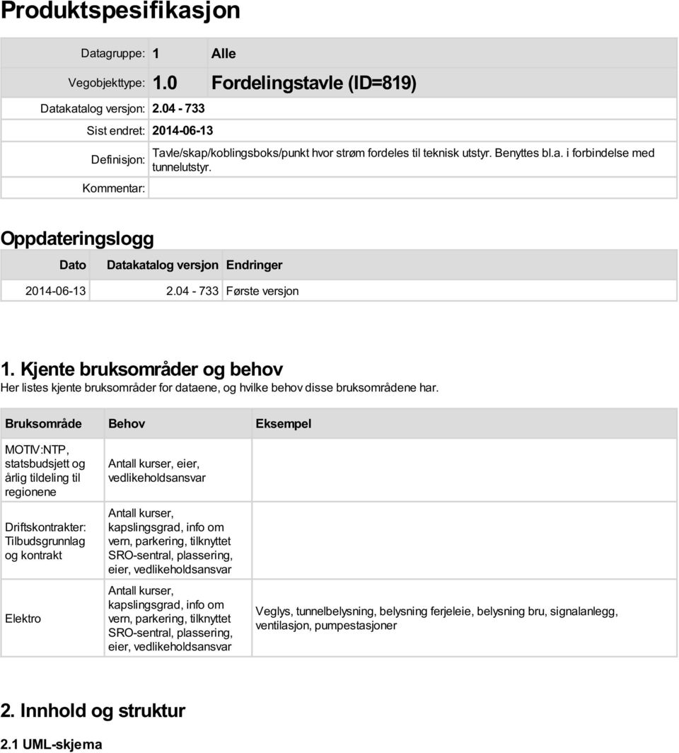 Oppdateringslogg Dato Datakatalog versjon Endringer 2014-06-13 2.04-733 Første versjon 1. Kjente bruksområder og behov Her listes kjente bruksområder for ene, og hvilke behov disse bruksområdene har.