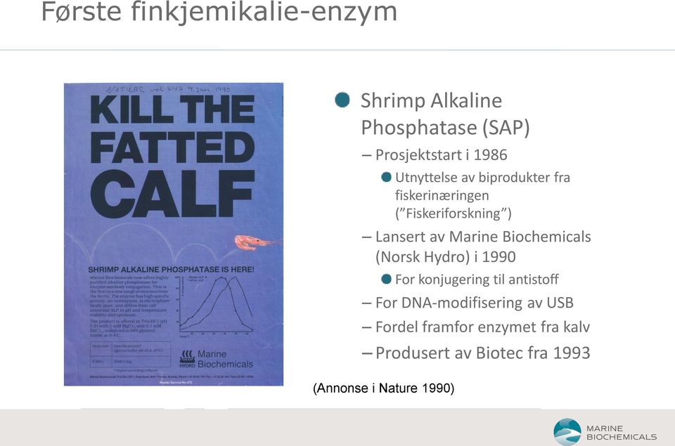 Biochemicals (Norsk Hydro) i 1990 For konjugering til antistoff For DNA-modifisering