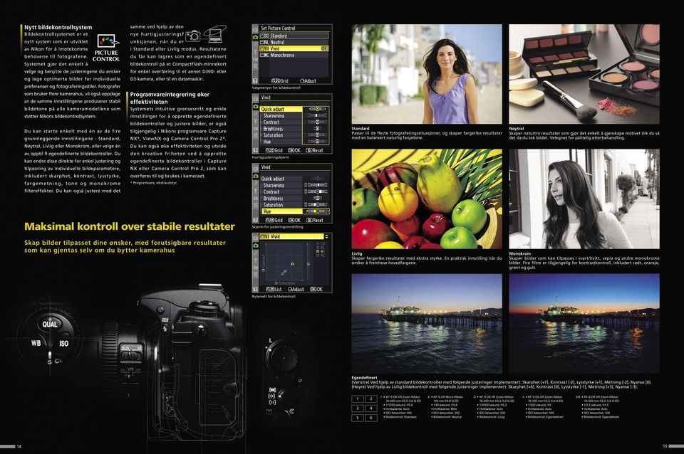 Fotografer som bruker flere kamerahus, vil også oppdage at de samme innstillingene produserer stabil bildetone på alle kameramodellene som støtter Nikons bildekontrollsystem.