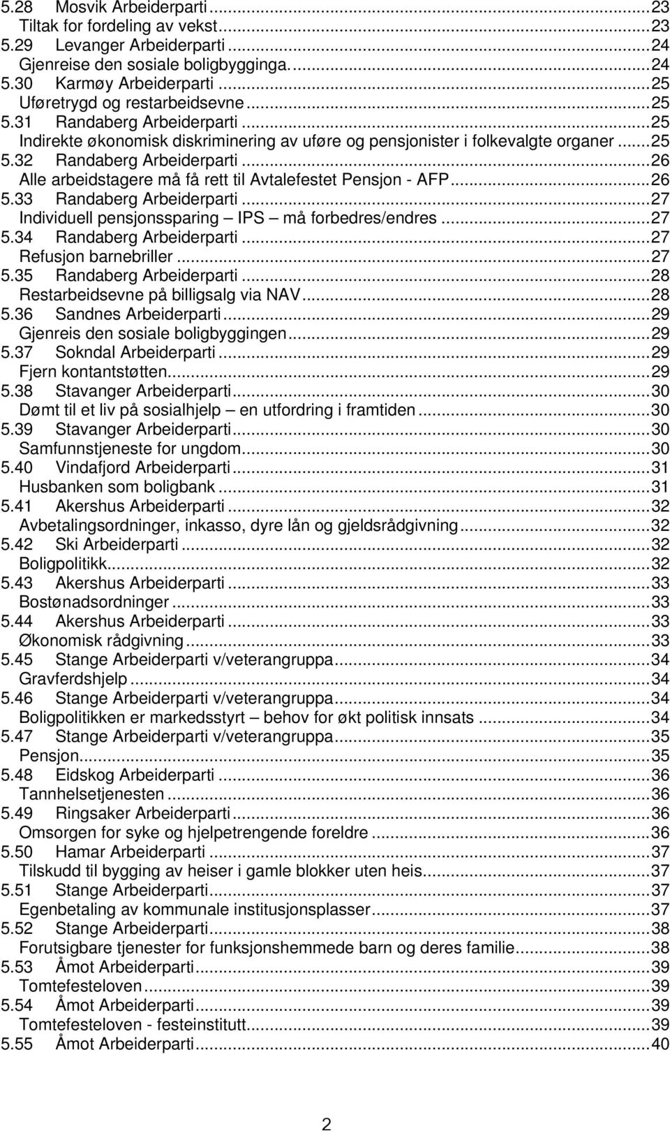 ..26 Alle arbeidstagere må få rett til Avtalefestet Pensjon - AFP...26 5.33 Randaberg Arbeiderparti...27 Individuell pensjonssparing IPS må forbedres/endres...27 5.34 Randaberg Arbeiderparti.