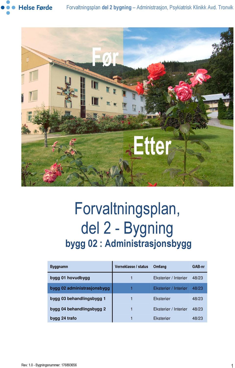 Eksteriør / Interiør 48/23 bygg 03 behandlingsbygg 1 1 Eksteriør 48/23 bygg 04 behandlingsbygg