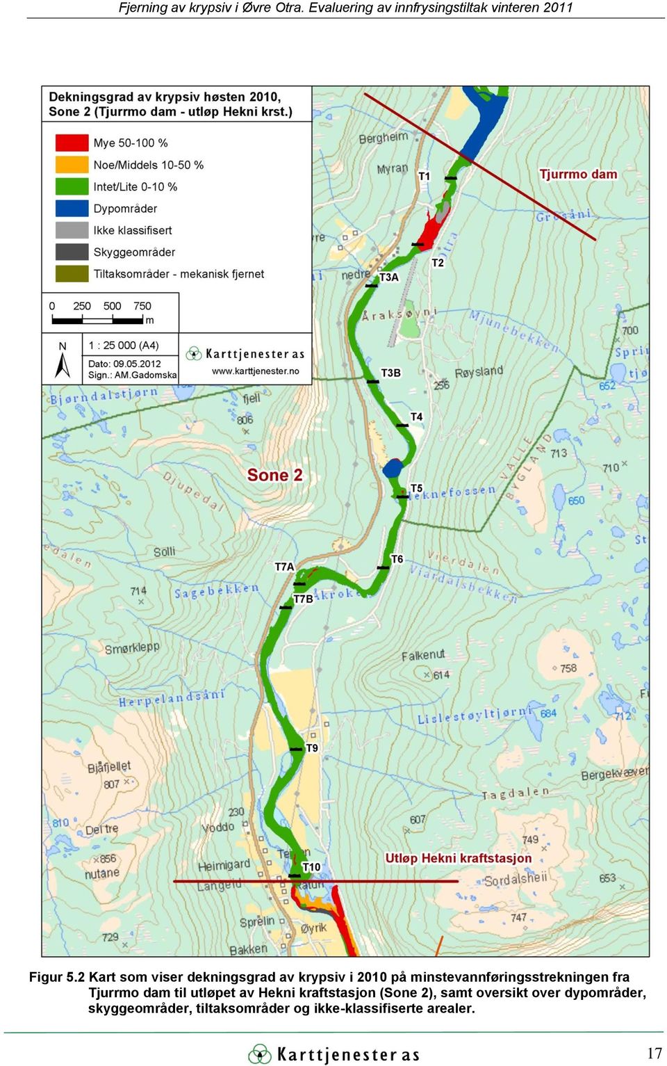 minstevannføringsstrekningen fra Tjurrmo dam til utløpet av