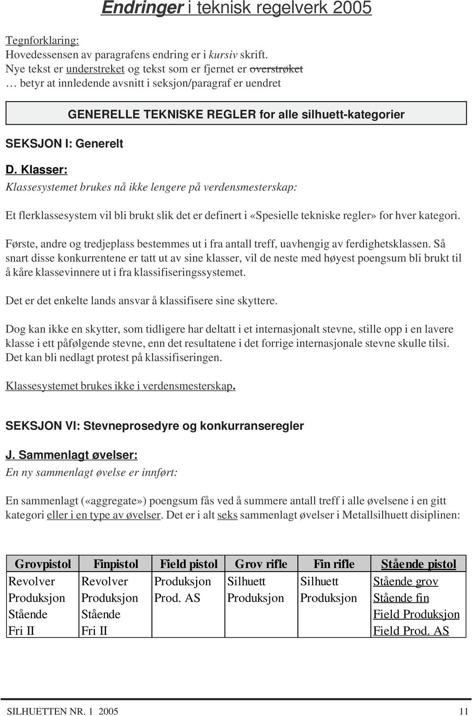 Klasser: Klassesystemet brukes nå ikke lengere på verdensmesterskap: Et flerklassesystem vil bli brukt slik det er definert i «Spesielle tekniske regler» for hver kategori.