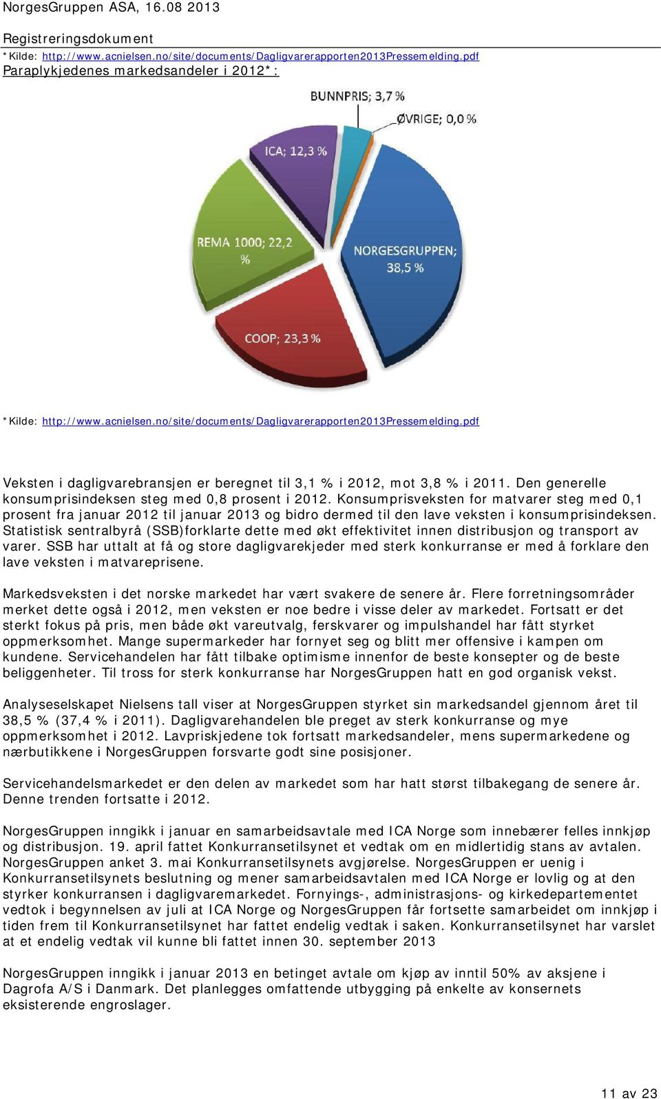 Konsumprisveksten for matvarer steg med 0,1 prosent fra januar 2012 til januar 2013 og bidro dermed til den lave veksten i konsumprisindeksen.