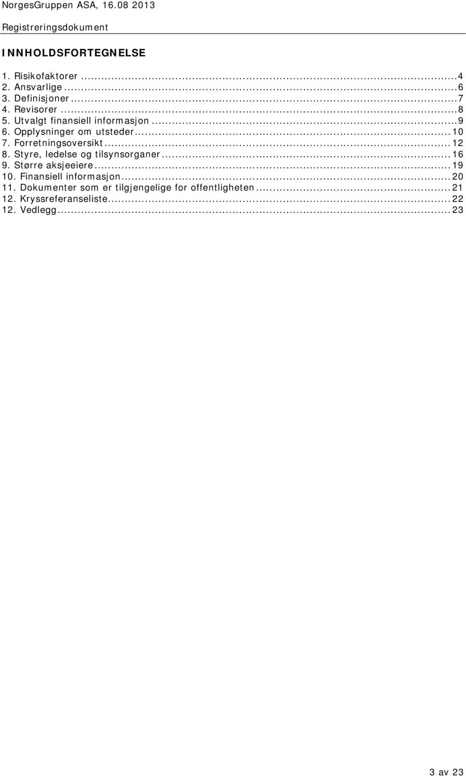 Styre, ledelse og tilsynsorganer... 16 9. Større aksjeeiere... 19 10. Finansiell informasjon... 20 11.