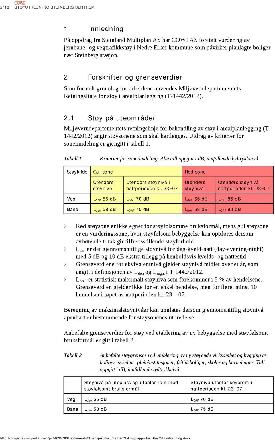 . Støy på uteområder Miljøverndepartementets retningslinje for behandling av støy i arealplanlegging (T- /) angir støysonene som skal kartlegges.