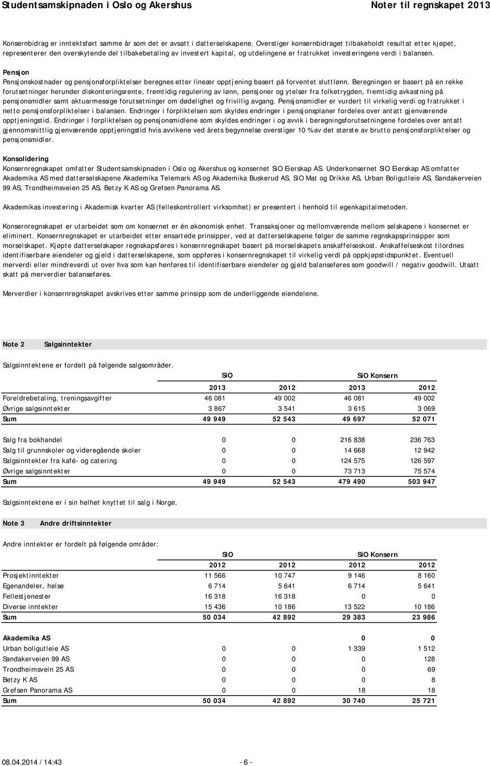 Pensjon Pensjonskostnader og pensjonsforpliktelser beregnes etter lineær opptjening basert på forventet sluttlønn.