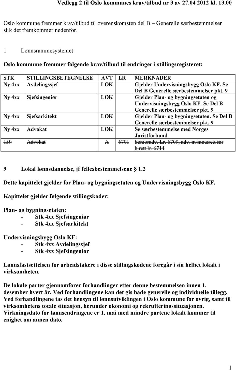 Se Del B Generelle særbestemmelser pkt. 9 Ny 4xx Sjefsingeniør LOK Gjelder Plan- og bygningsetaten og Undervisningsbygg Oslo KF. Se Del B Generelle særbestemmelser pkt.