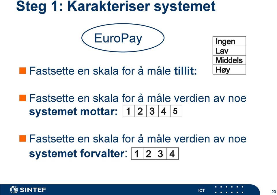 måle verdien av noe systemet mottar: Fastsette en