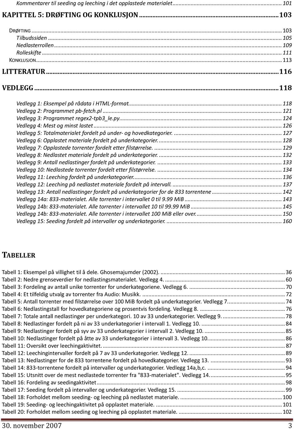 .. 124 Vedlegg 4: Mest og minst lastet... 126 Vedlegg 5: Totalmaterialet fordelt på under- og hovedkategorier.... 127 Vedlegg 6: Opplastet materiale fordelt på underkategorier.