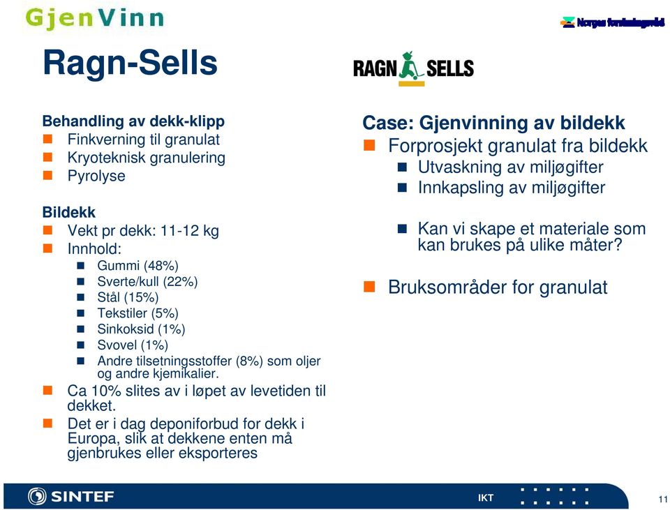 Ca 10% slites av i løpet av levetiden til dekket.