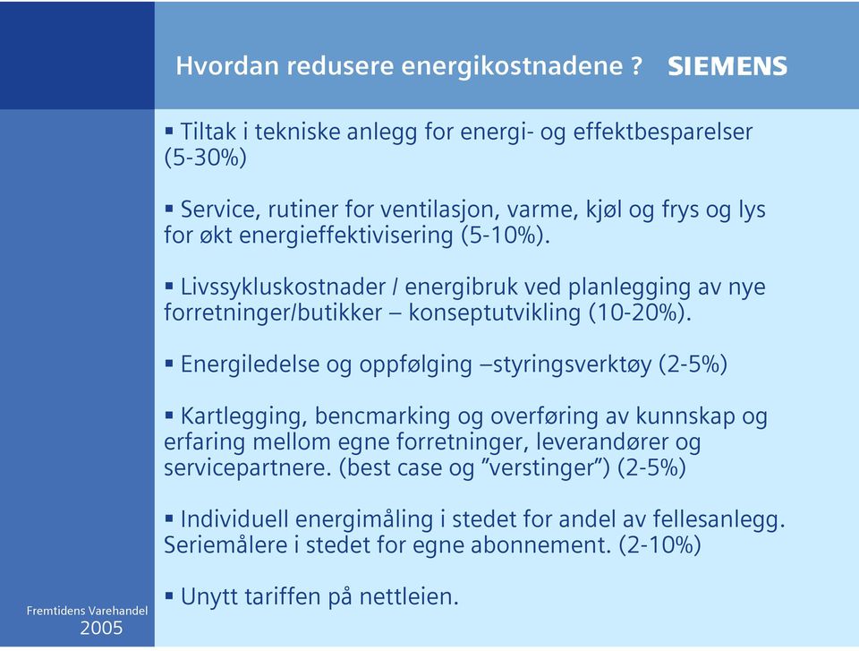 Livssykluskostnader / energibruk ved planlegging av nye forretninger/butikker konseptutvikling (1020%).