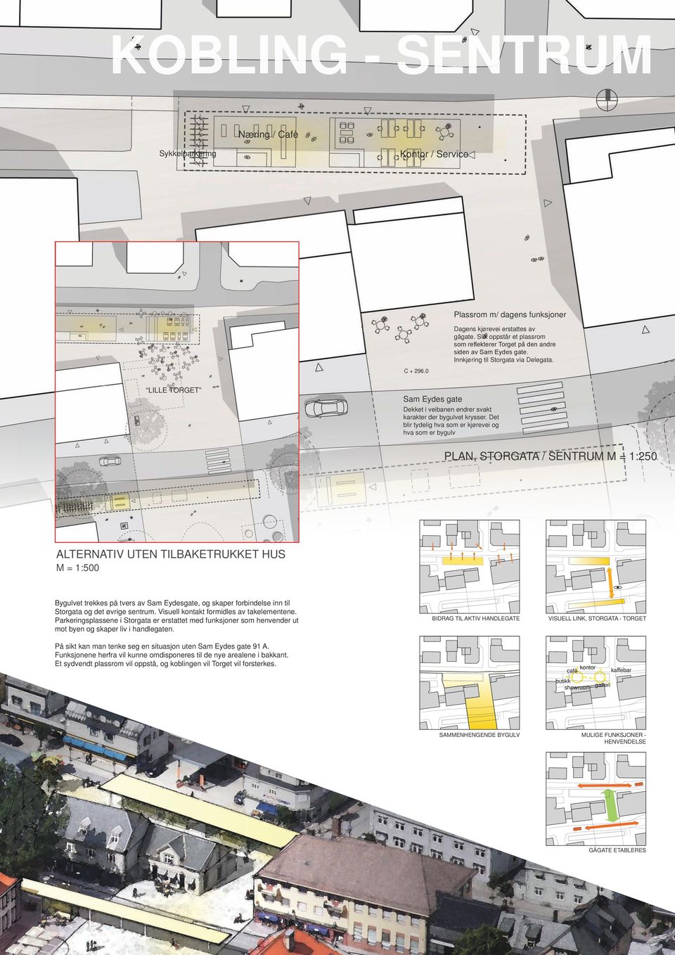 0 LILLE TORGET Sam Eydes gate Dekket i veibanen endrer svakt karakter der bygulvet krysser.