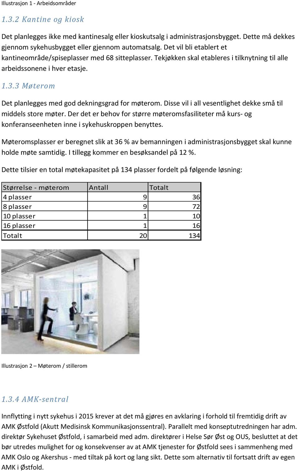 3 Møterom Det planlegges med god dekningsgrad for møterom. Disse vil i all vesentlighet dekke små til middels store møter.