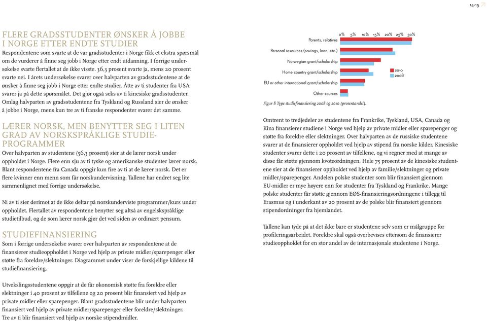 I årets undersøkelse svarer over halvparten av gradsstudentene at de ønsker å finne seg jobb i Norge etter endte studier. Åtte av ti studenter fra USA svarer ja på dette spørsmålet.