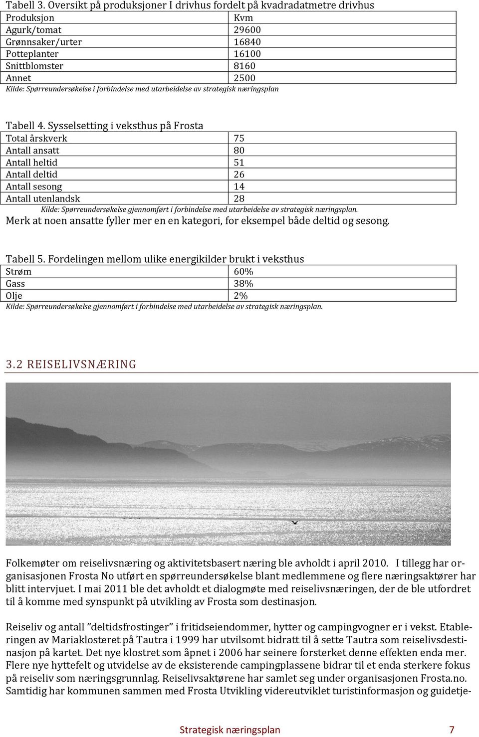 i forbindelse med utarbeidelse av strategisk næringsplan Tabell 4.