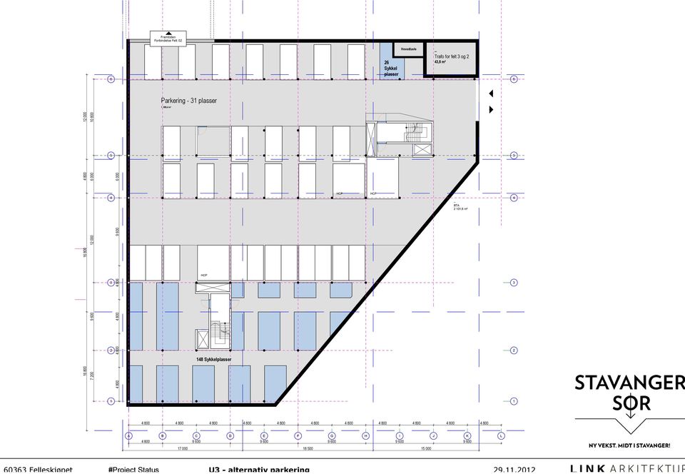 101,6 m² 3 3 17 x 176 = 3 000 2 2 148 Sykkelplasser 1 1 4 800 4 800 4 800 4 800 4 800 4 800 4 800 4 800 4 800 4 800 4 800 A B C