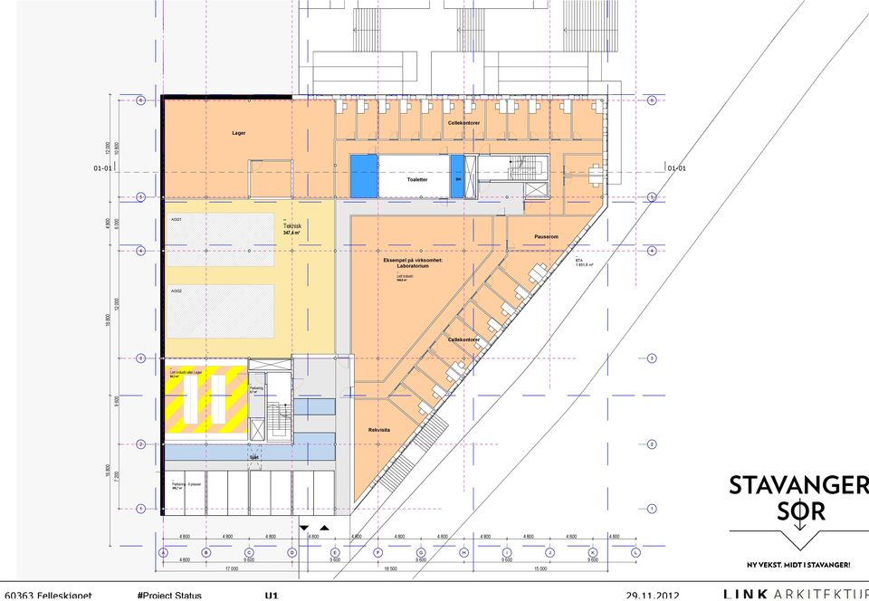 industri 946,6 m² Toaletter Eksempel på virksomhet: Laboratorium BK Cellekontorer Pauserom BTA 1 851,8 m² 1 1 4 800 4 800 4 800 4 800 4 800 4