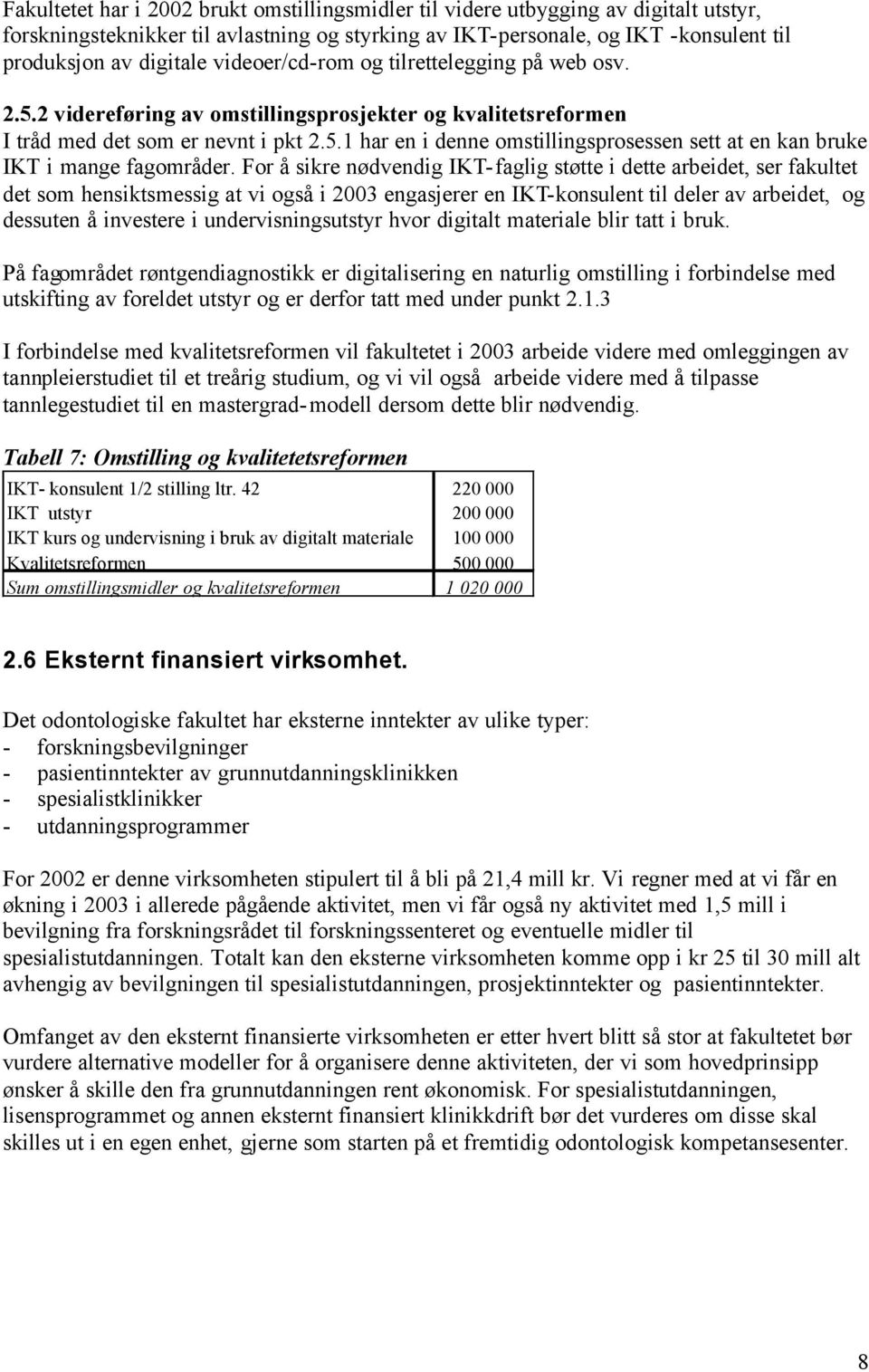 For å sikre nødvendig IKT-faglig støtte i dette arbeidet, ser fakultet det som hensiktsmessig at vi også i 2003 engasjerer en IKT-konsulent til deler av arbeidet, og dessuten å investere i