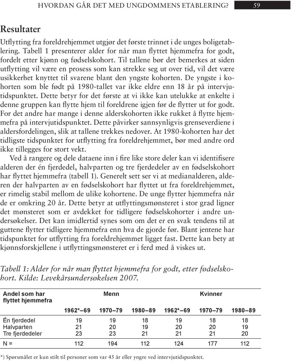 Til tal le ne bør det be mer kes at si den ut flyt ting vil være en pro sess som kan strek ke seg ut over tid, vil det være usik ker het knyt tet til sva re ne blant den yng ste ko hor ten.