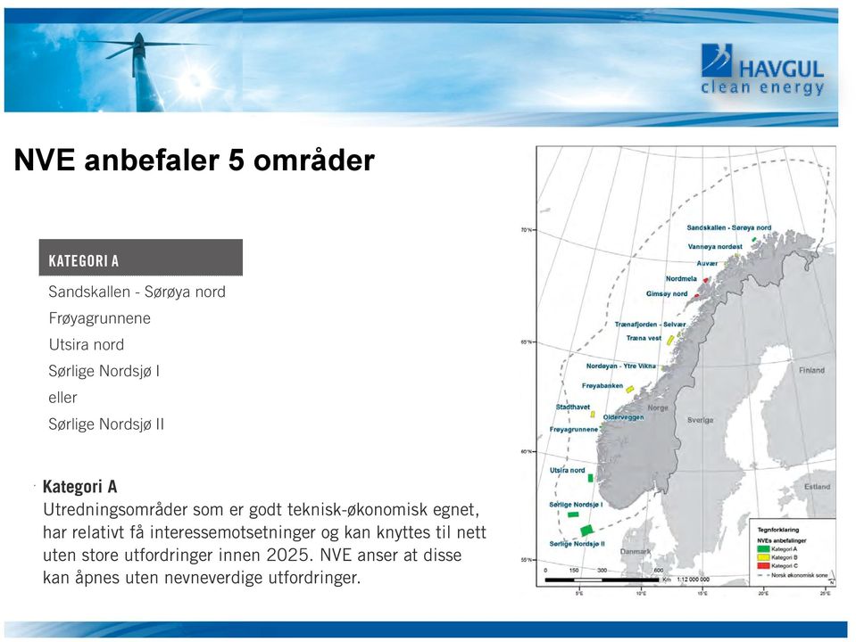 Figur 25-.1 viser hvilke utredningsområder som inngår i hver kategori.