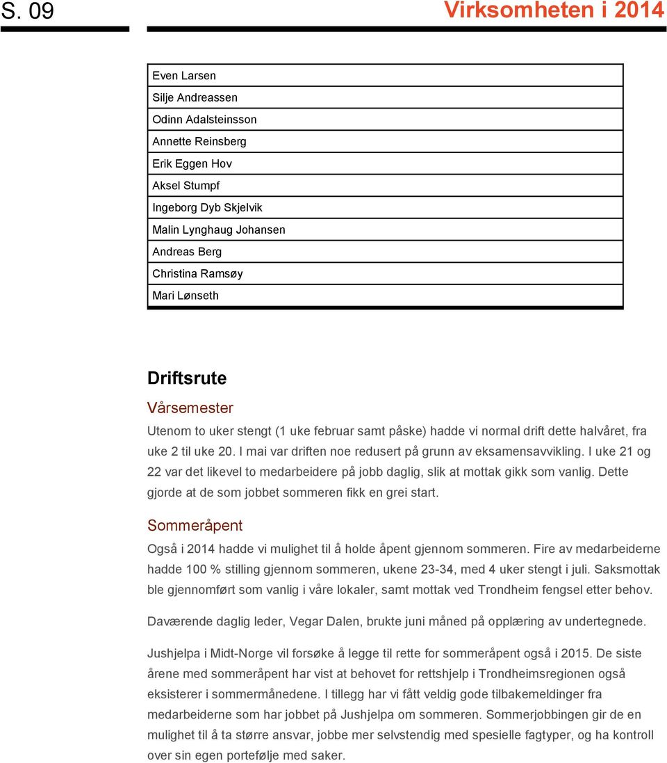 I mai var driften noe redusert på grunn av eksamensavvikling. I uke 21 og 22 var det likevel to medarbeidere på jobb daglig, slik at mottak gikk som vanlig.