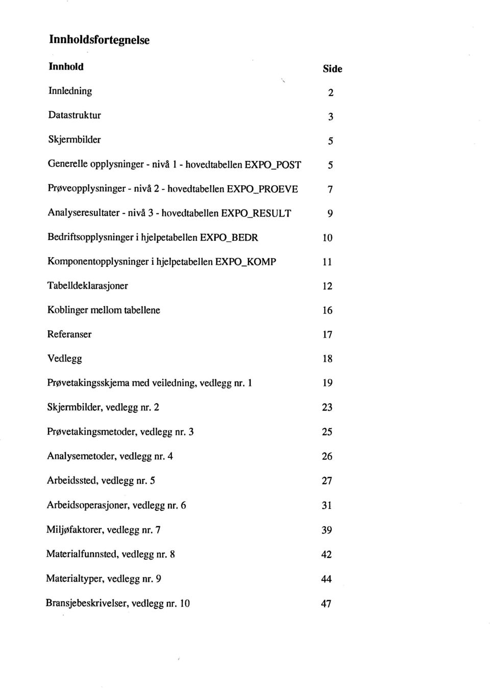 mellom tabellene 16 Referanser 17 Vedlegg 18 Prøvetakingsskjema med veiledning, vedlegg nr. 1 19 Skjermbilder, vedlegg nr. 2 23 Prøvetakingsmetoder, vedlegg nr. 3 25 Analysemetoder, vedlegg nr.