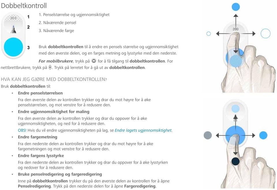 For mobilbrukere, trykk på for å få tilgang til dobbeltkontrollen. For nettbrettbrukere, trykk på. Trykk på lerretet for å gå ut av dobbeltkontrollen. HVA KAN JEG GJØRE MED DOBBELTKONTROLLEN?