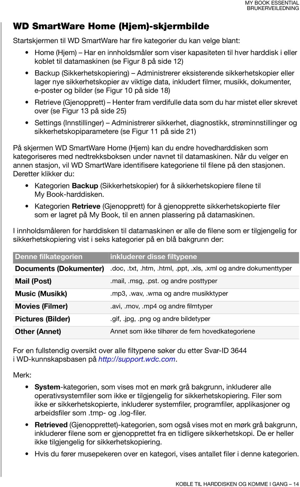 musikk, dokumenter, e-poster og bilder (se Figur 10 på side 18) Retrieve (Gjenopprett) Henter fram verdifulle data som du har mistet eller skrevet over (se Figur 13 på side 25) Settings