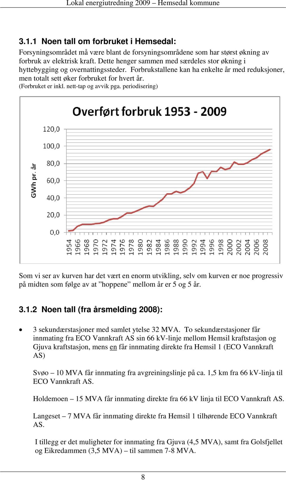 nett-tap og avvik pga. periodisering) Som vi ser av kurven har det vært en enorm utvikling, selv om kurven er noe progressiv på midten som følge av at hoppene mellom år er 5 og 5 år. 3.1.