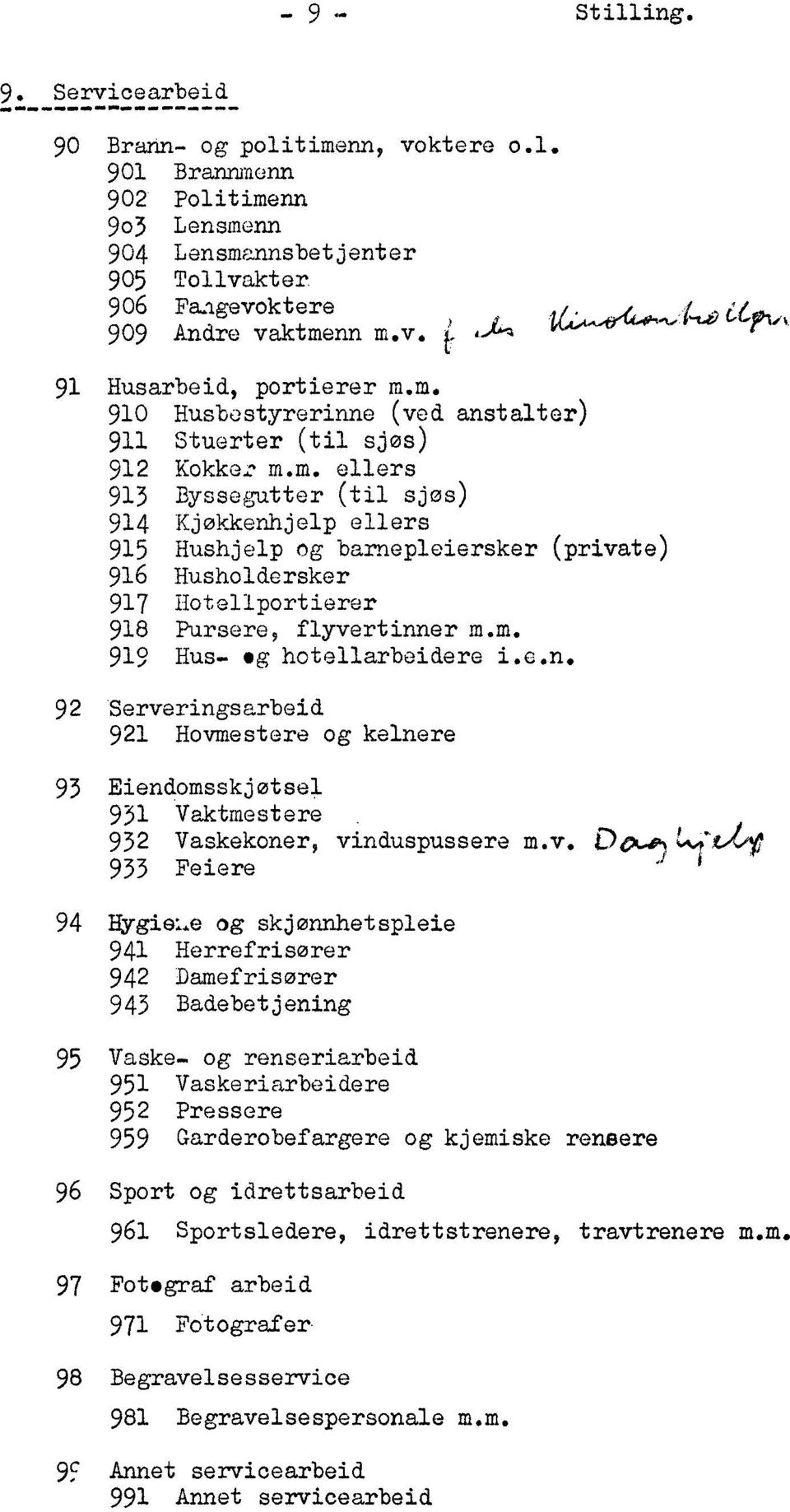 m. 919 Hus- og hotellarbeidere i.c.n. 92 Serve