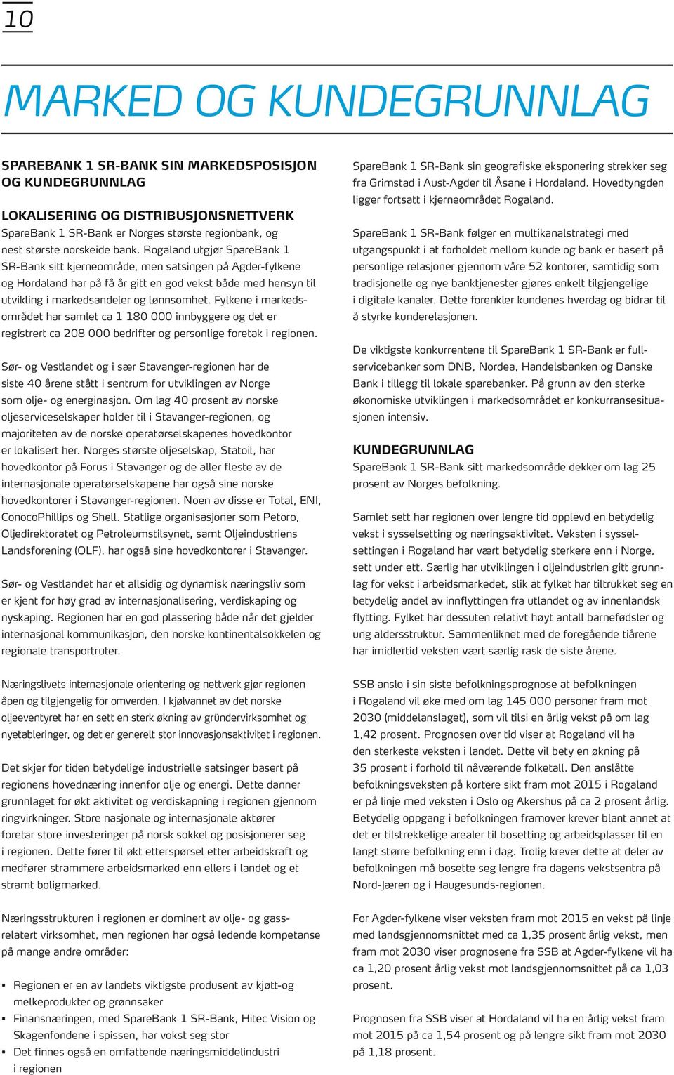 Fylkene i markedsområdet har samlet ca 1 180 000 innbyggere og det er registrert ca 208 000 bedrifter og personlige foretak i regionen.