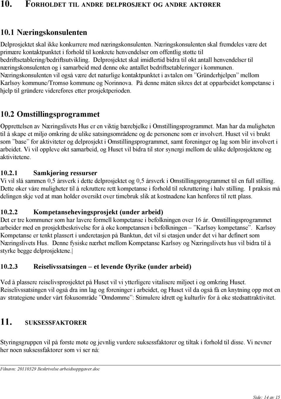 Delprosjektet skal imidlertid bidra til økt antall henvendelser til næringskonsulenten og i samarbeid med denne øke antallet bedriftsetableringer i kommunen.