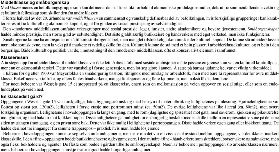 århundre var middelklassen en sammensatt og vanskelig definerbar del av befolkningen, hvis forskjellige grupperinger kan karakteriseres ut fra kulturell og økonomisk kapital, og ut fra graden av