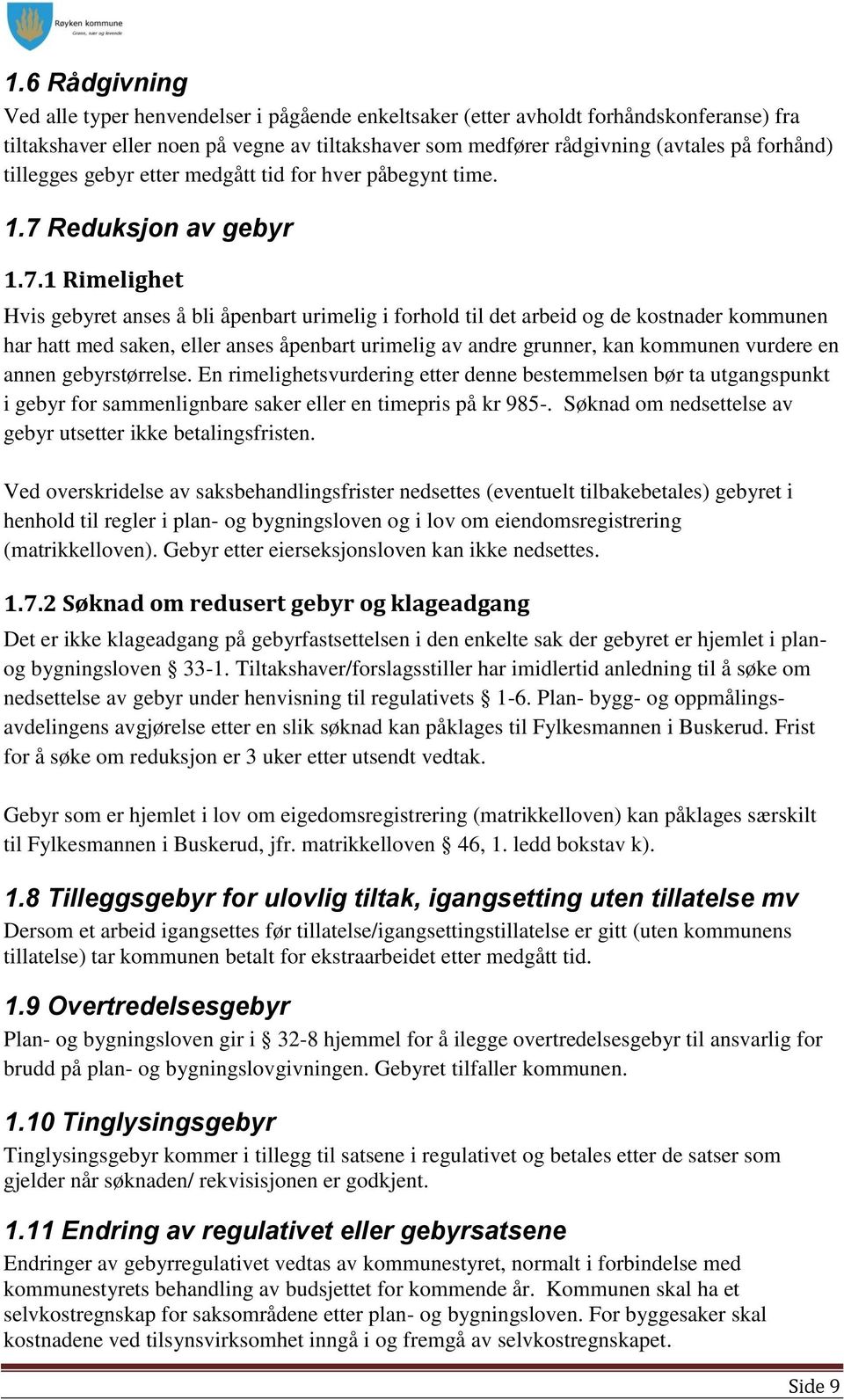 Reduksjon av gebyr 1.7.