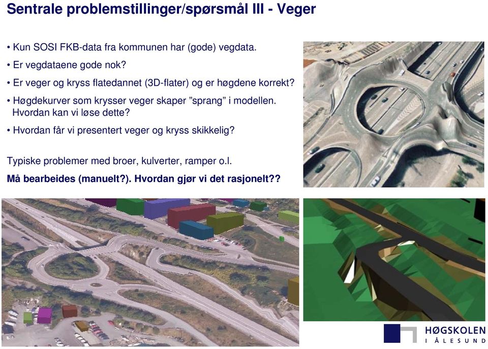 Høgdekurver som krysser veger skaper sprang i modellen. Hvordan kan vi løse dette?