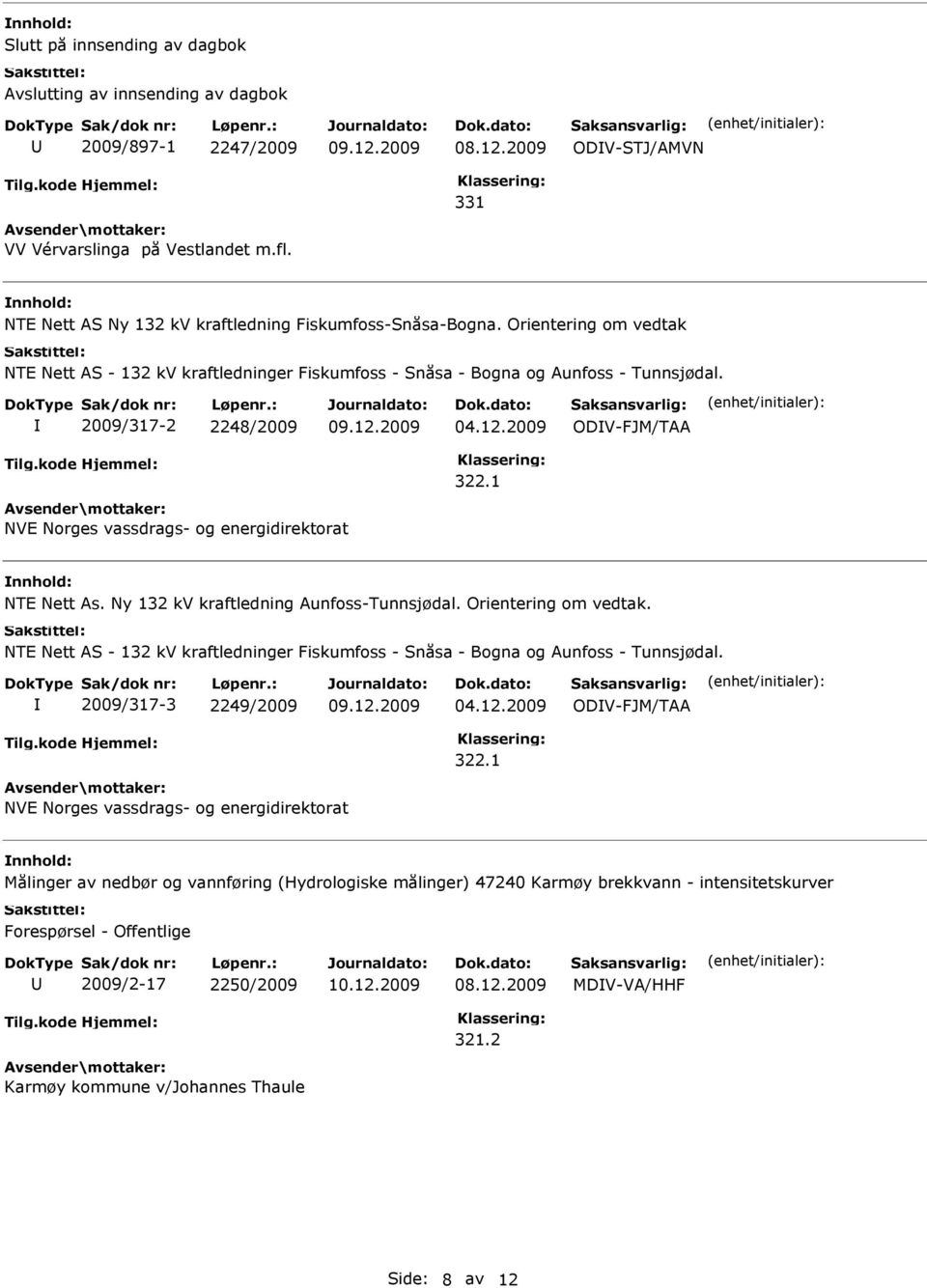 1 NVE Norges vassdrags- og energidirektorat NTE Nett As. Ny 132 kv kraftledning Aunfoss-Tunnsjødal. Orientering om vedtak.